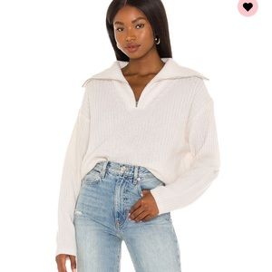 Cashmere Luxe Half Zip Sweater in Soft White